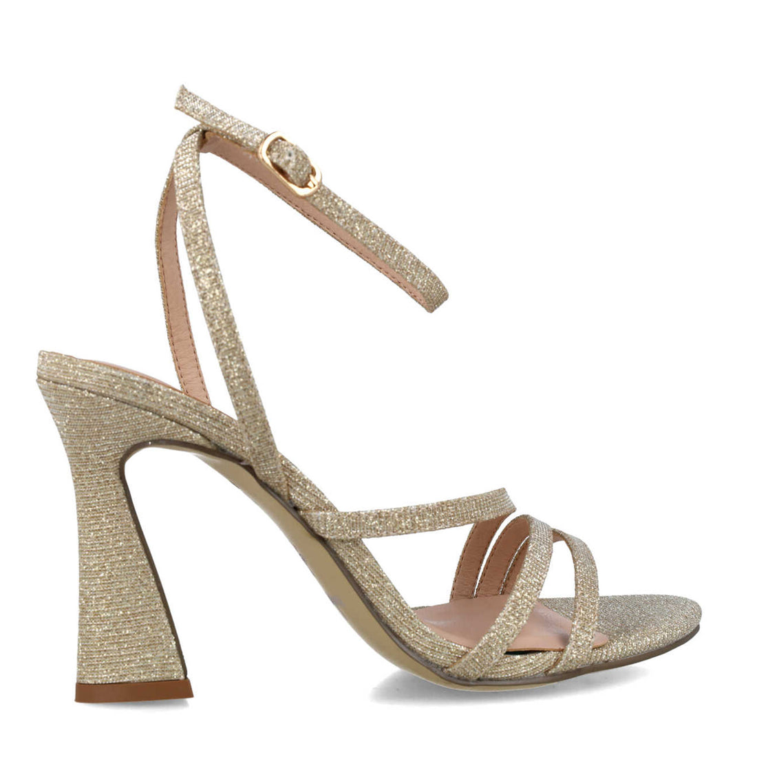 Gold High-Heel Sandals With Ankle-Strap
