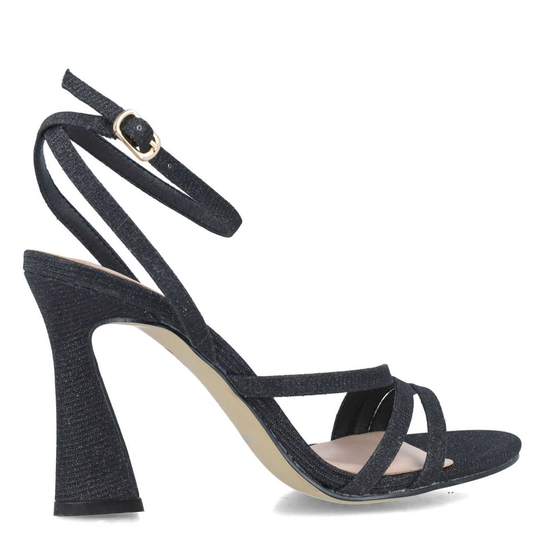 Black High-Heel Sandals With Ankle-Strap