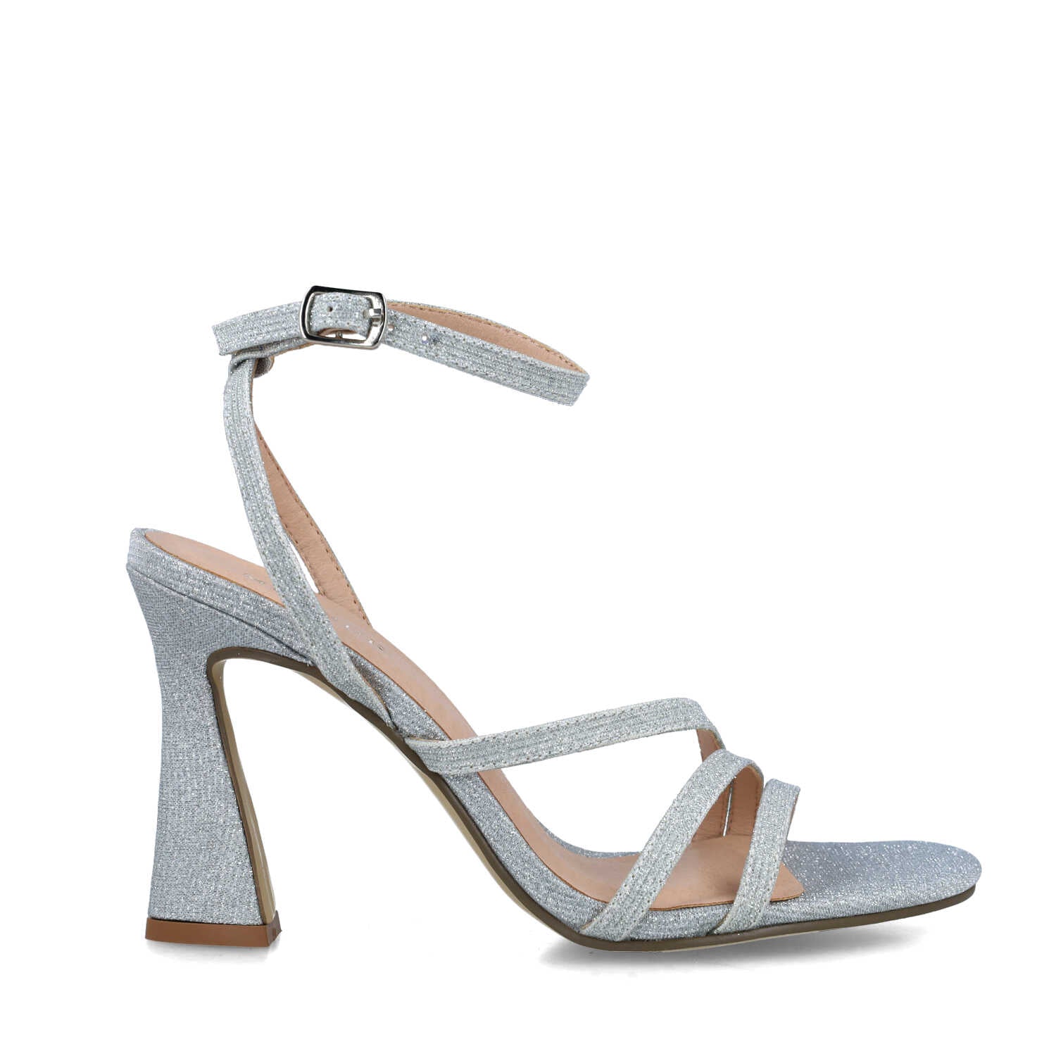 Silver High-Heel Sandals With Ankle-Strap
