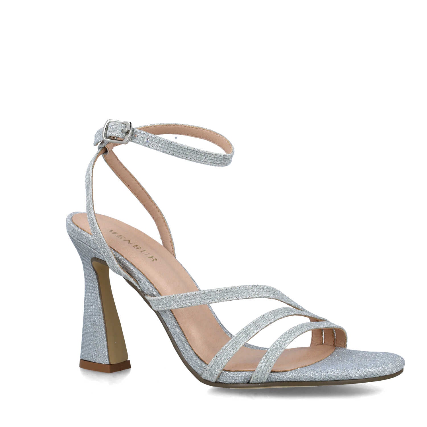 Silver High-Heel Sandals With Ankle-Strap