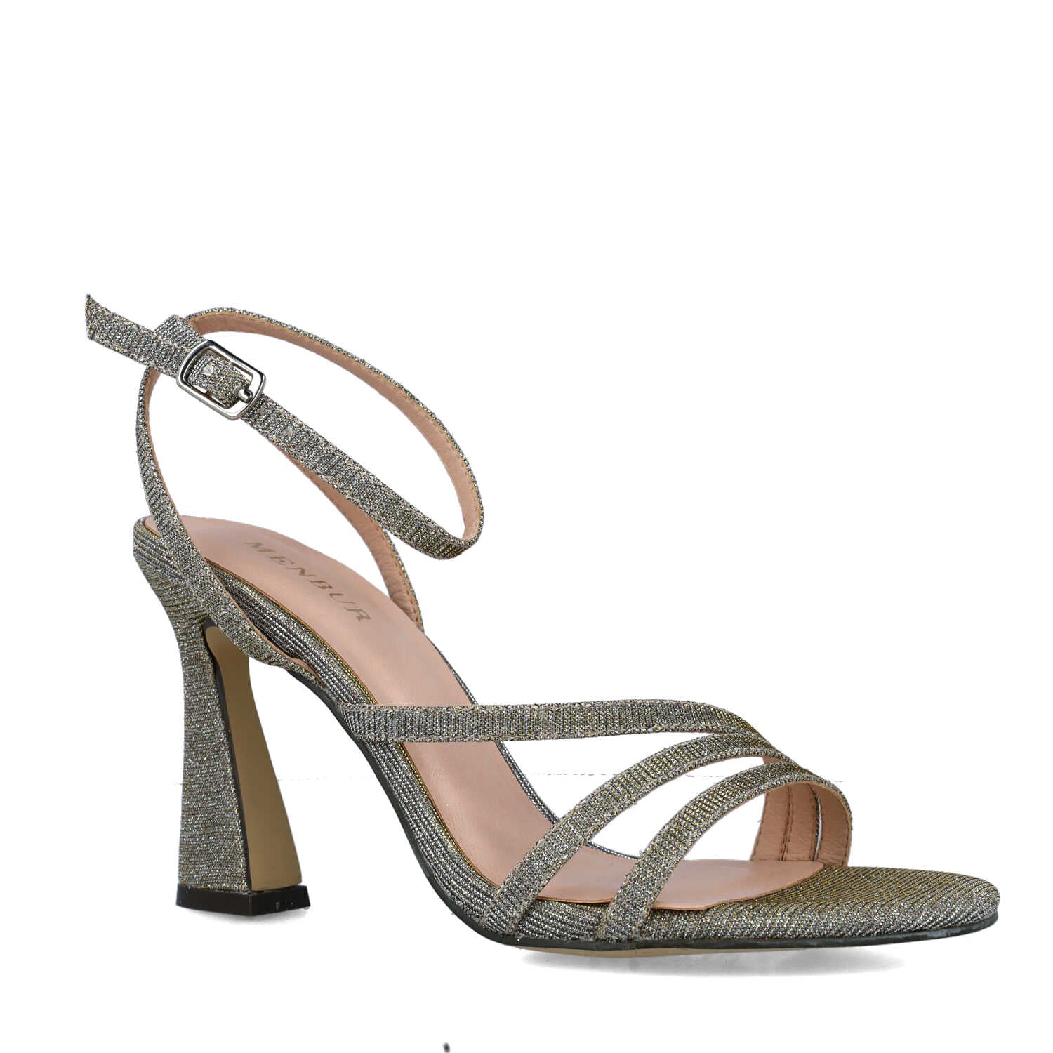 Gray High-Heel Sandals With Ankle-Strap