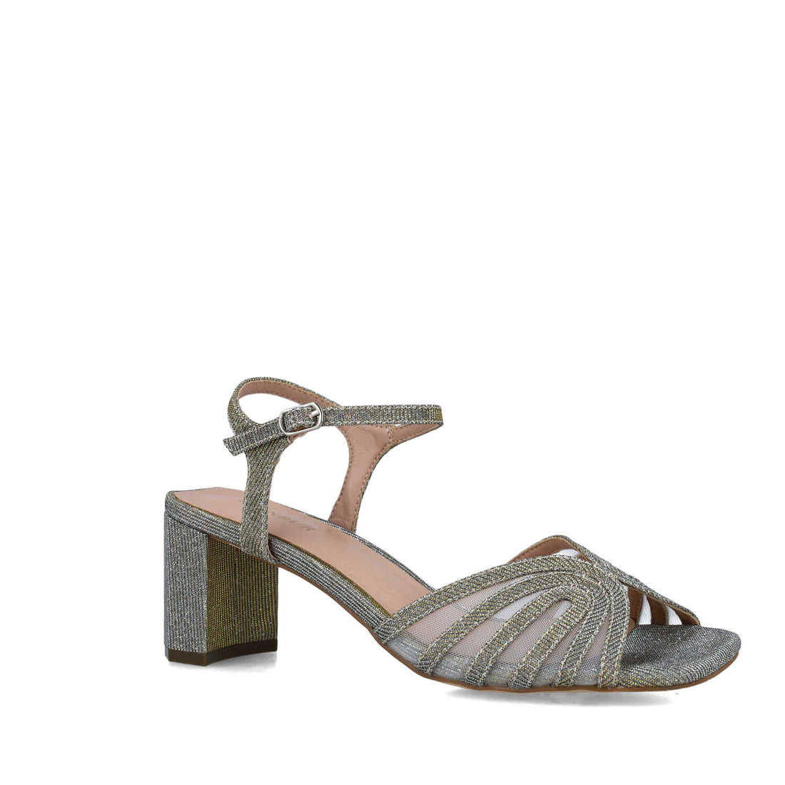 Grey Ankle-Strap High-Heel Sandals