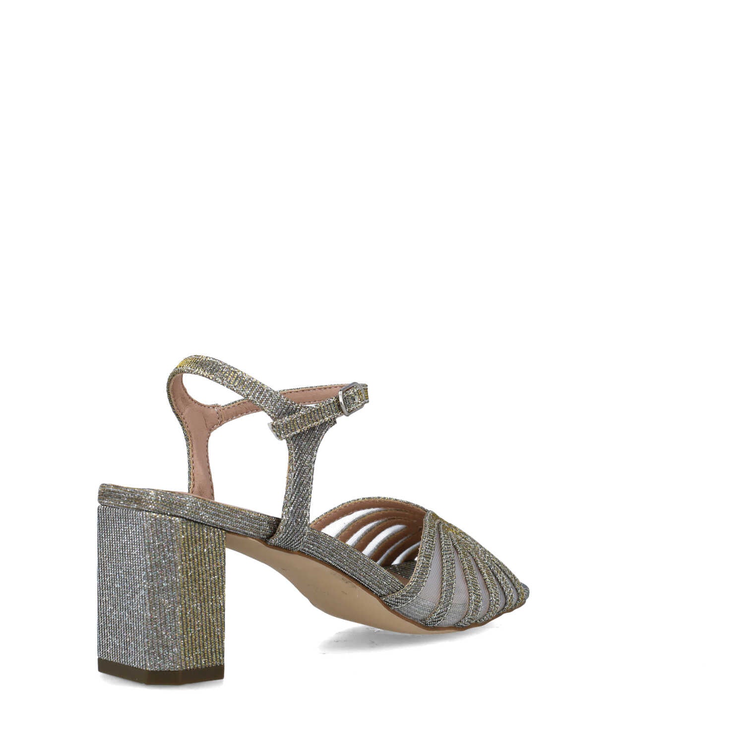 Grey Ankle-Strap High-Heel Sandals