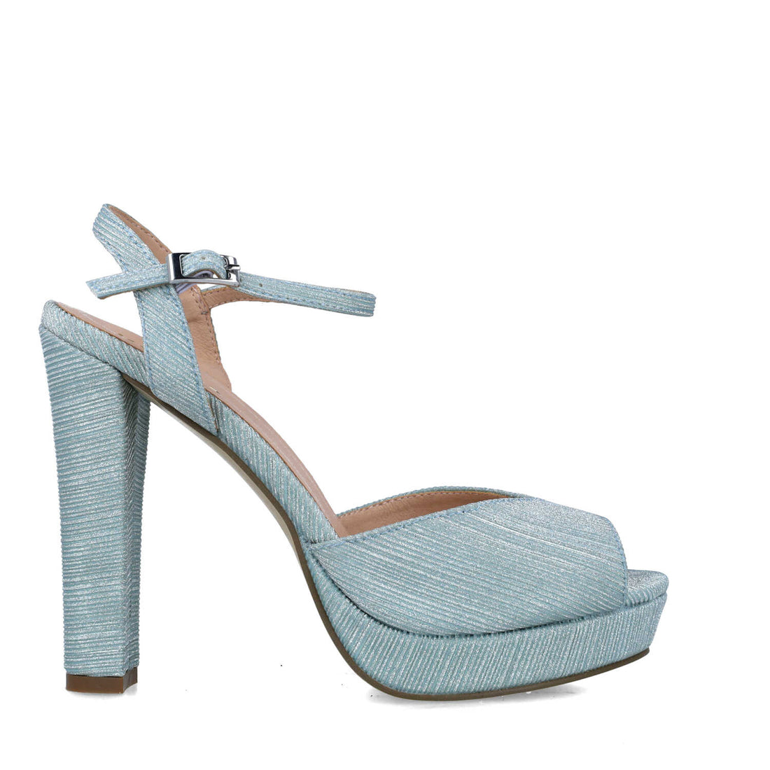 Blue Peep Toe Ankle-Strap Heels
