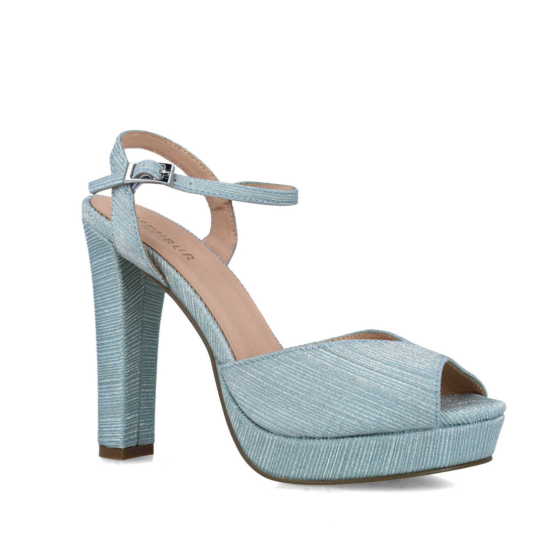 Blue Peep Toe Ankle-Strap Heels