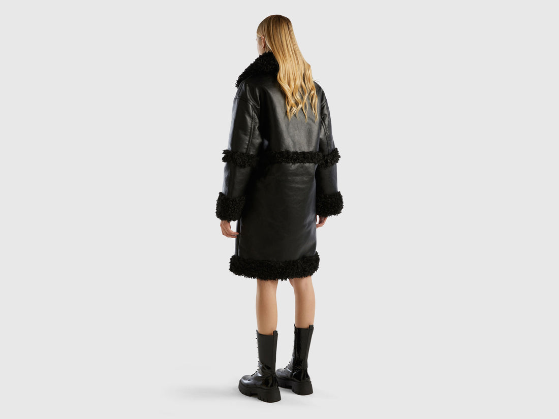 Coat In Imitation Leather With Faux Fur_244NDN04T_100_02