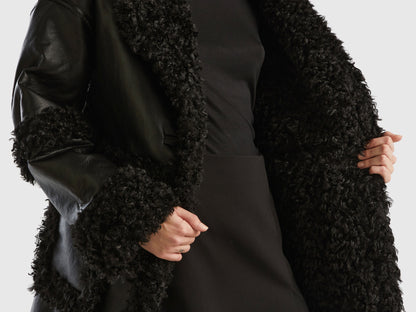 Coat In Imitation Leather With Faux Fur_244NDN04T_100_04