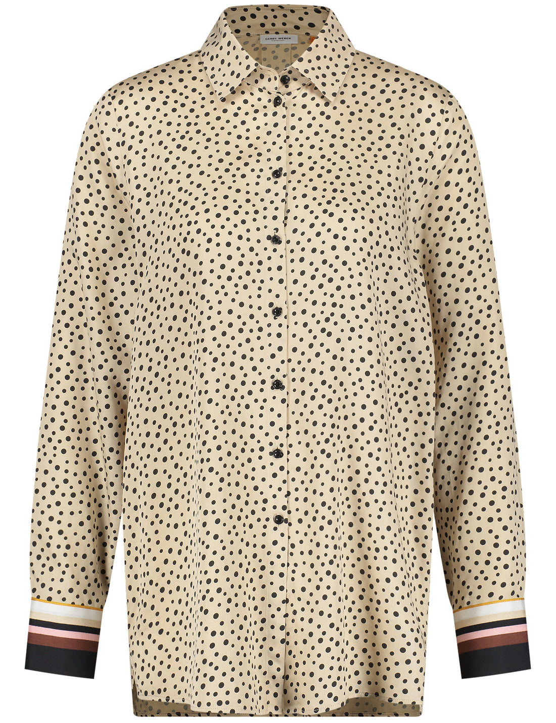 Polka Dot Shirt Blouse With Side Slits_260008-31404_9018_02