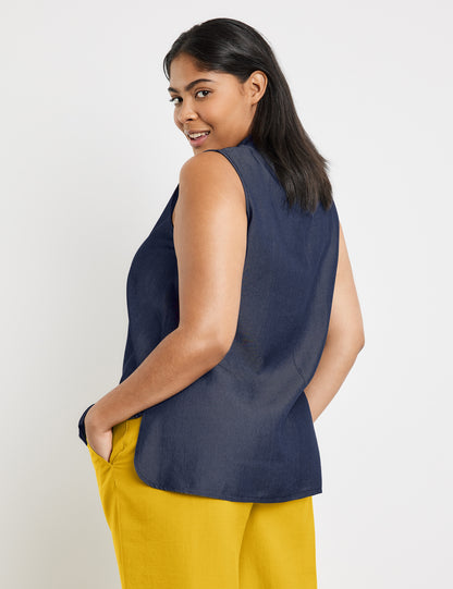 Sleeveless Blouse With A Subtle Sheen