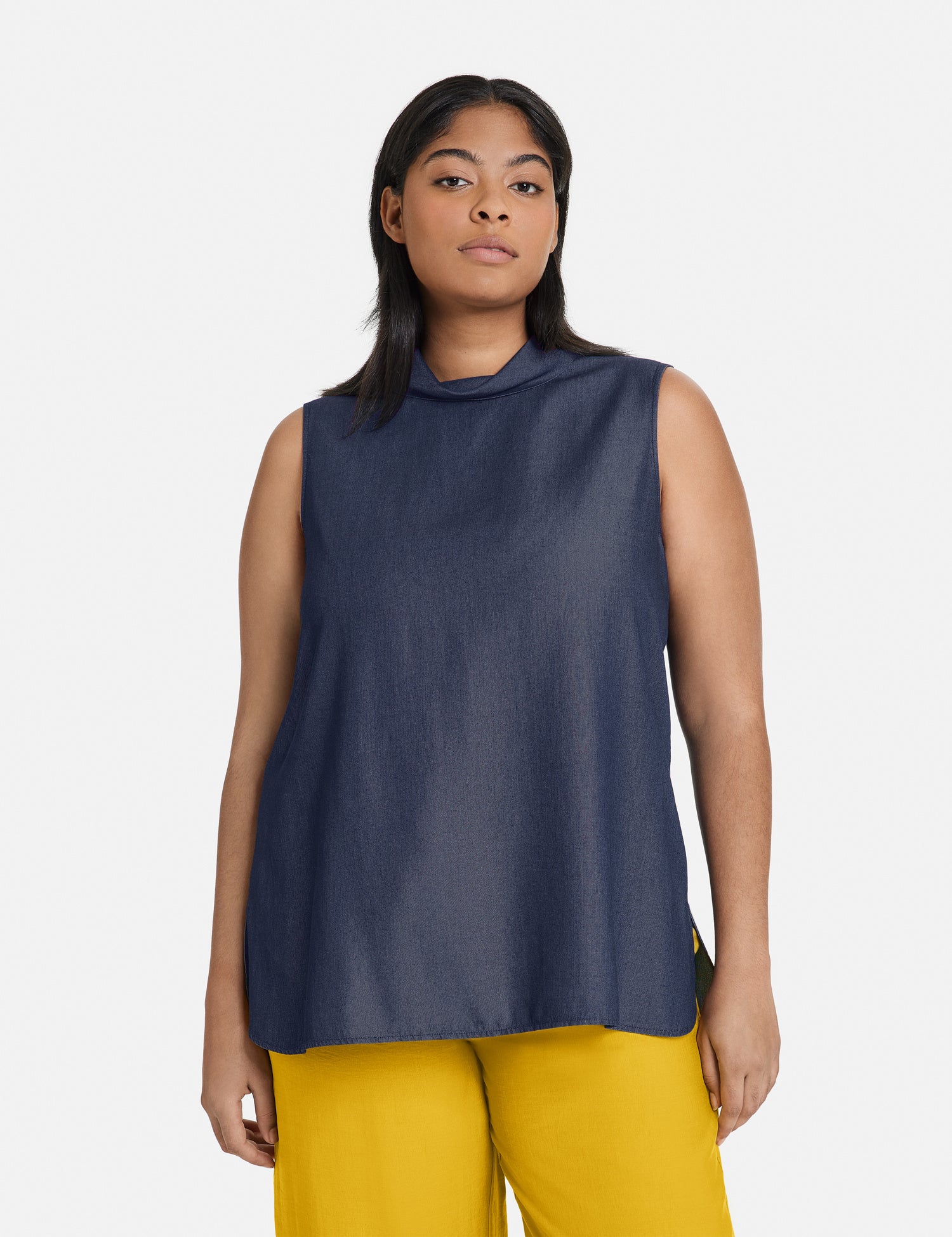 Sleeveless Blouse With A Subtle Sheen