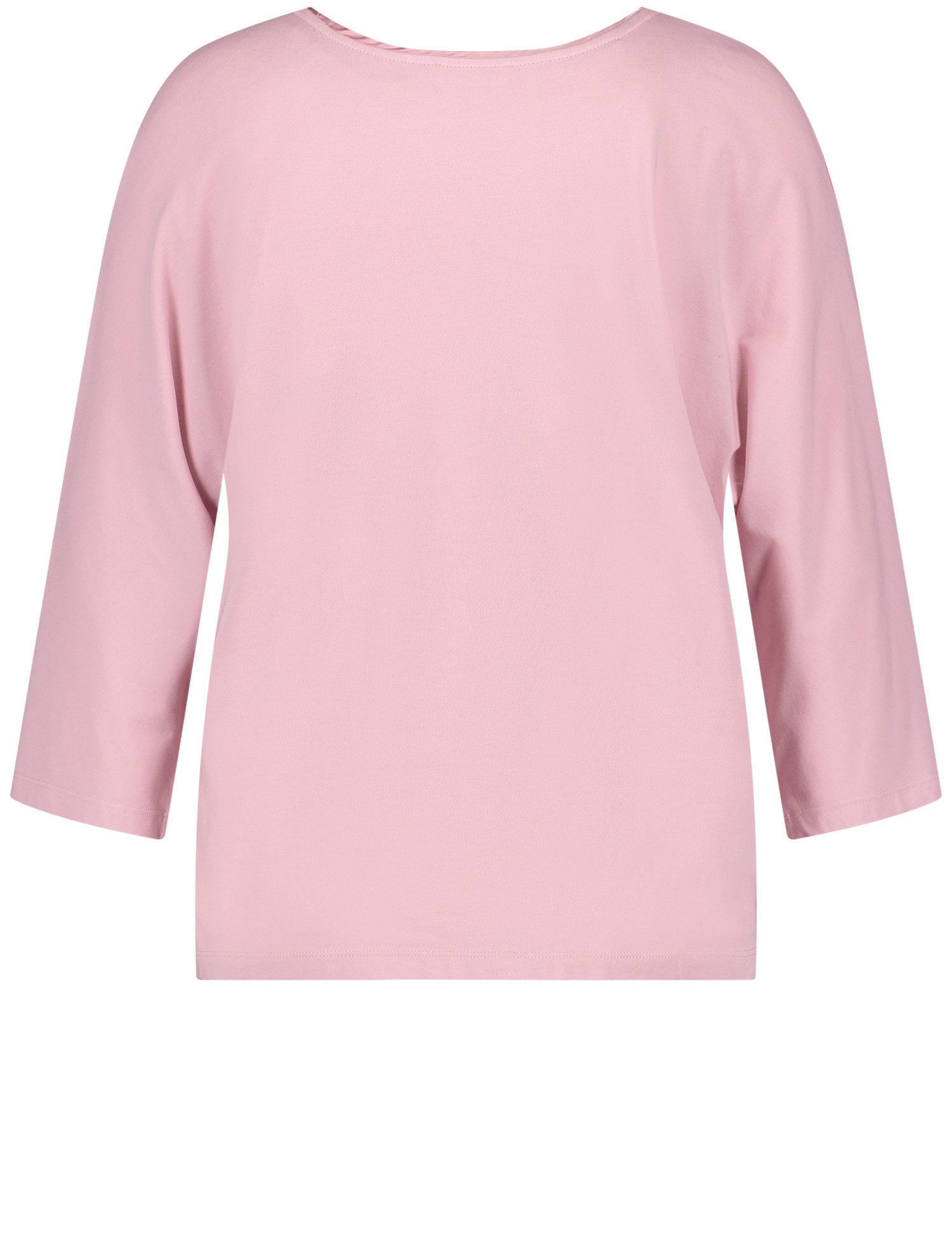 3/4 Sleeve Top With A Fabric Panel And A Subtle Sheen_270229-35033_30907_03