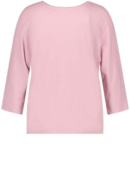 3/4 Sleeve Top With A Fabric Panel And A Subtle Sheen_270229-35033_30907_03