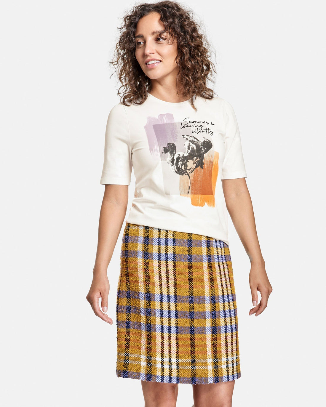 White T-Shirt With A Front Print In Modal Tencel™ Taifun