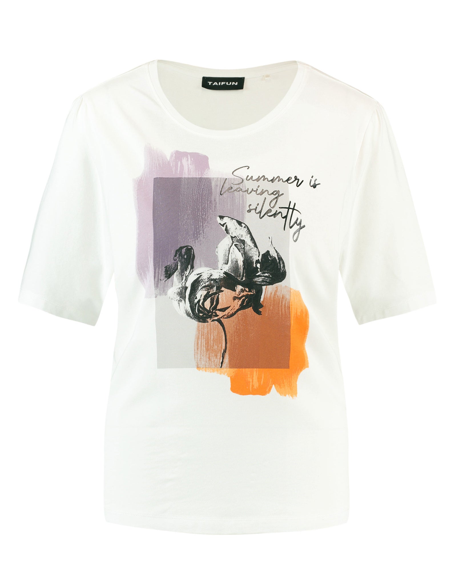 White T-Shirt With A Front Print In Modal Tencel™ Taifun