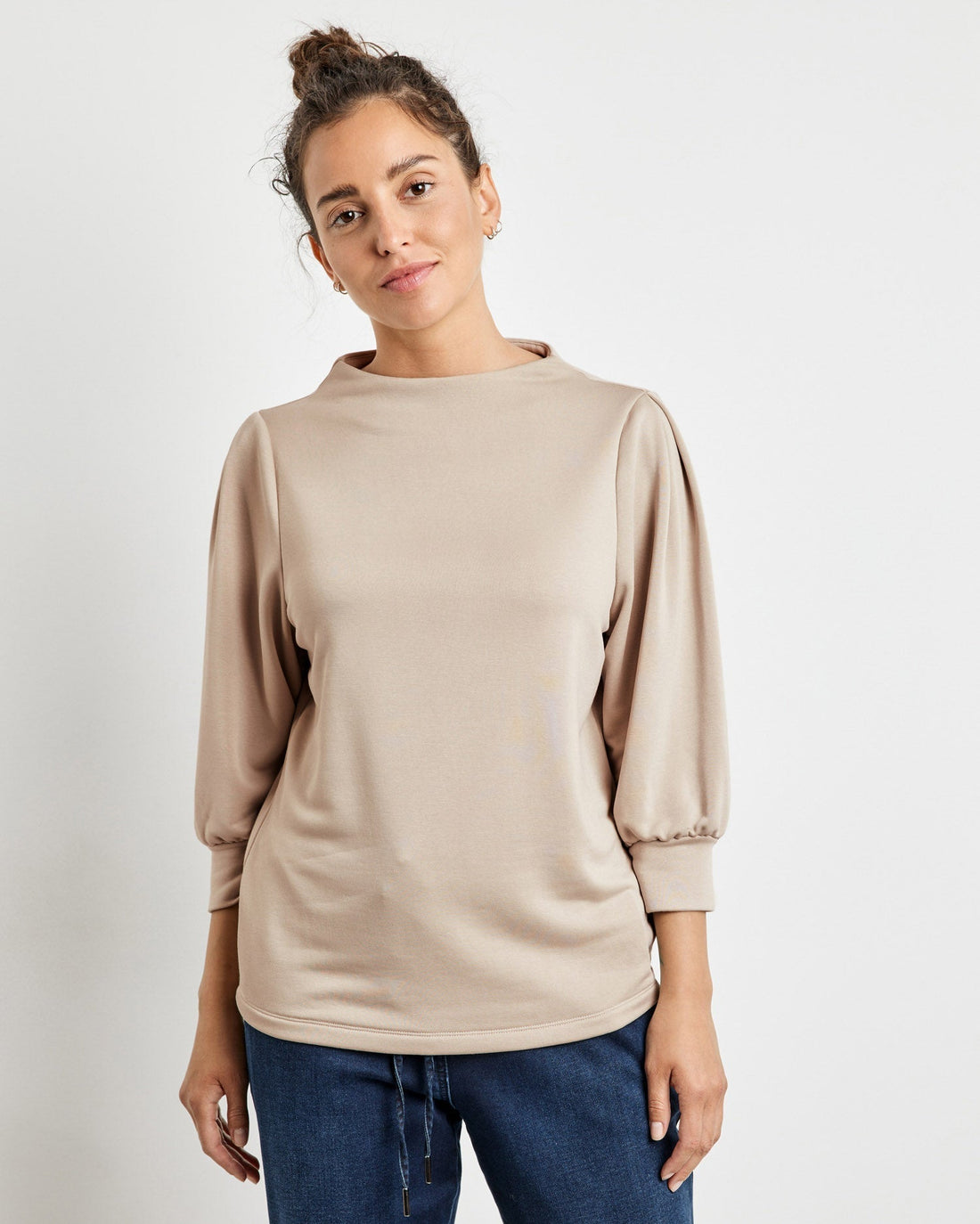 Beige 3/4-Sleeve Top In A Soft Modal Blend Taifun