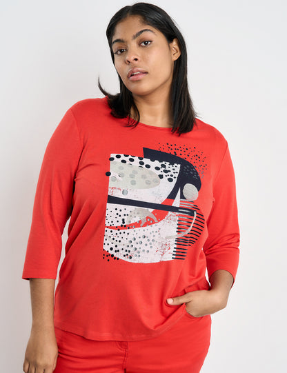 3/4-Sleeve Top With A Front Print