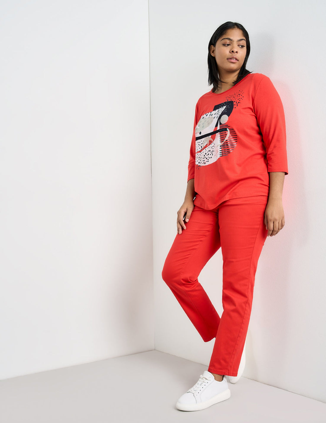 3/4-Sleeve Top With A Front Print Samoon