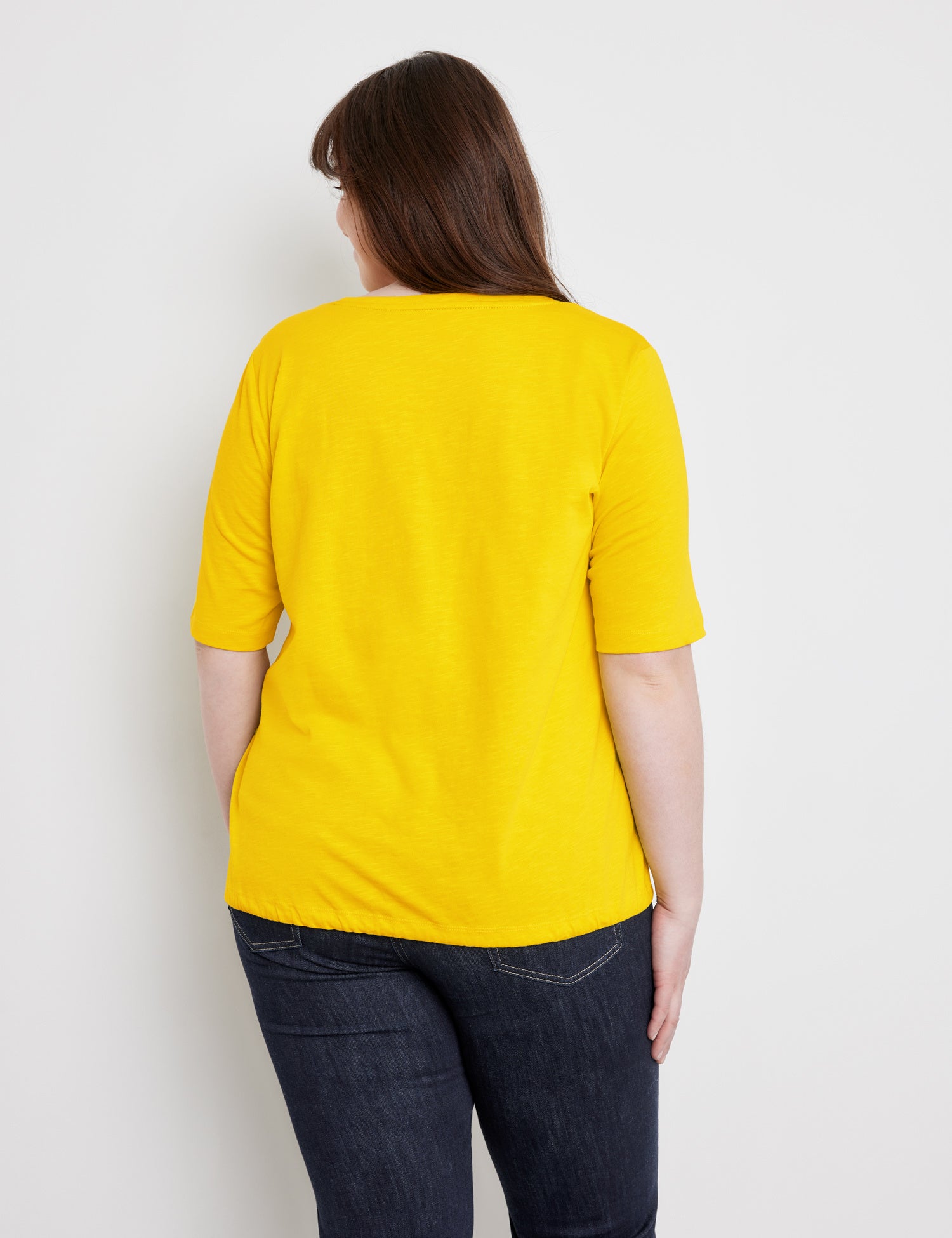 Material Mix Top With Mid-Length Sleeves