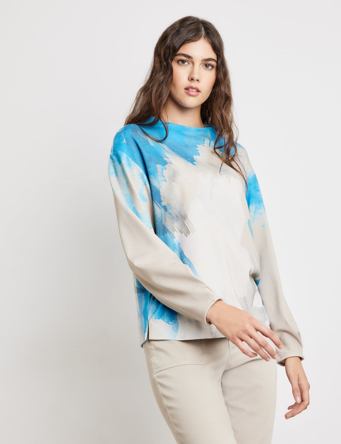 Beige Shirt With Modern Art Print Taifun