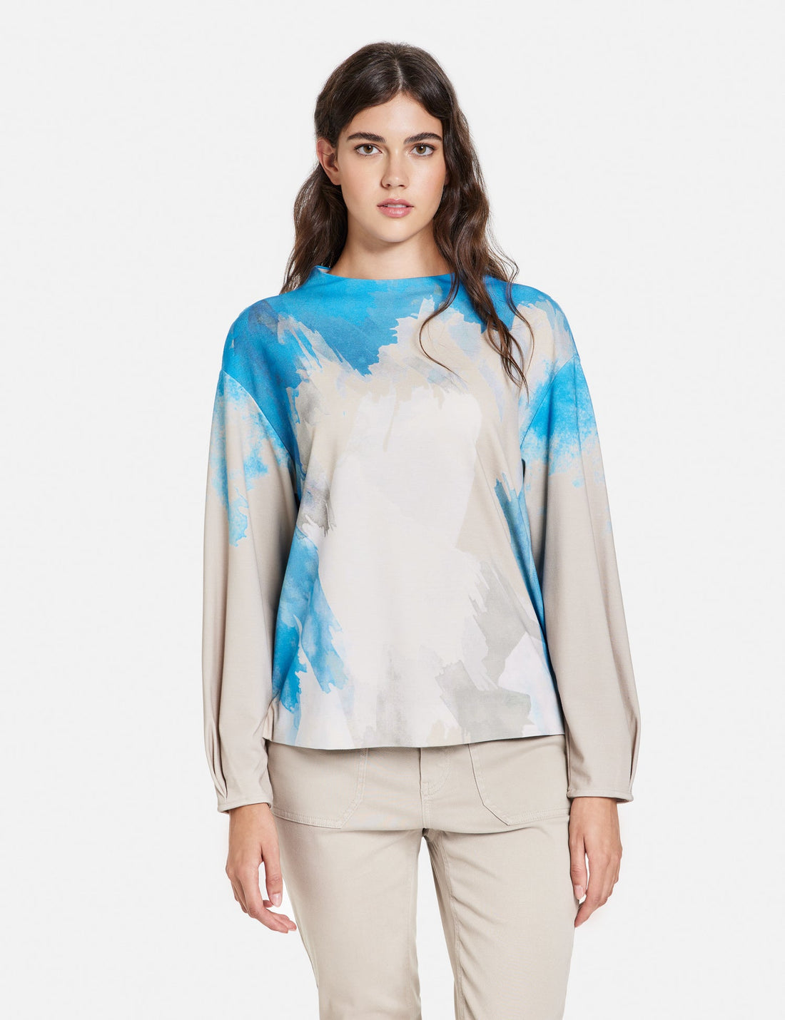 Beige Shirt With Modern Art Print Taifun