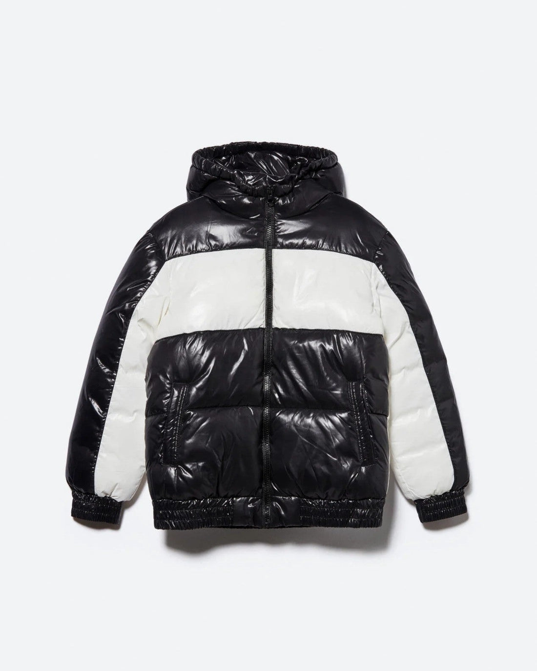 Black Padded Jacket With Sisley Print Sisley