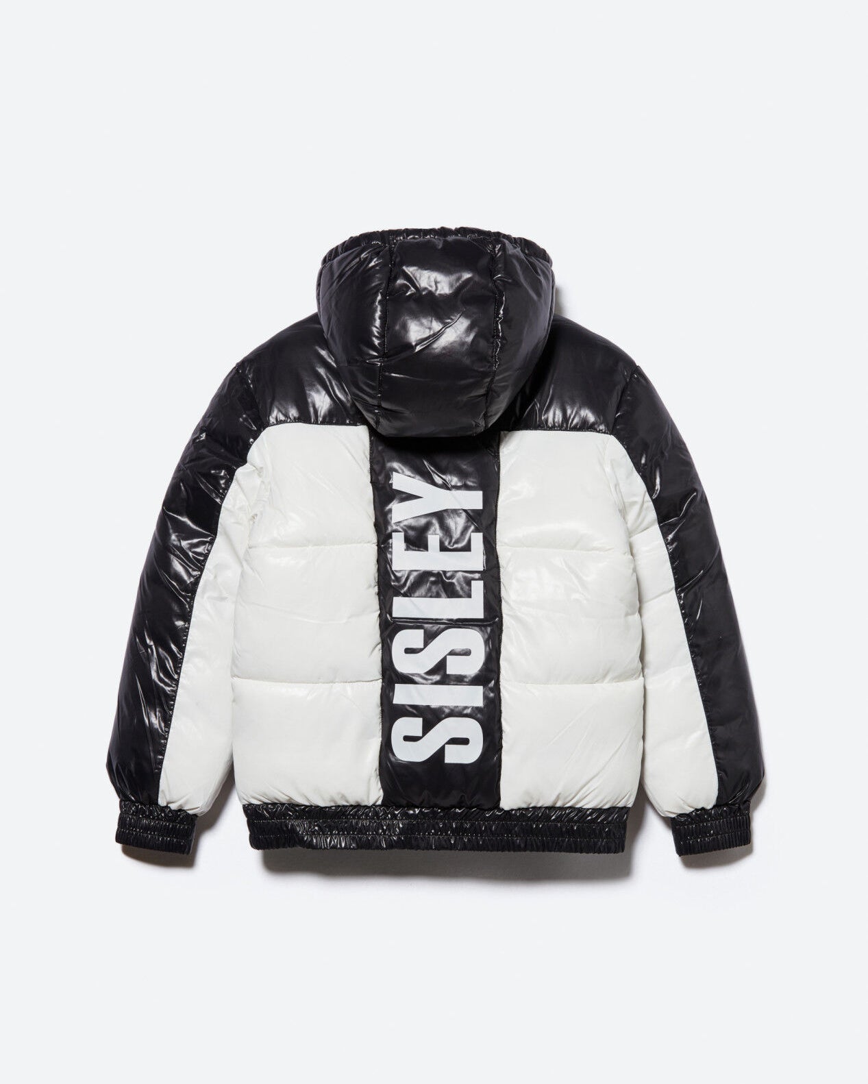 Black Padded Jacket With Sisley Print Sisley