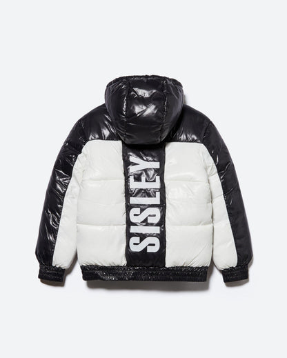 Black Padded Jacket With Sisley Print Sisley