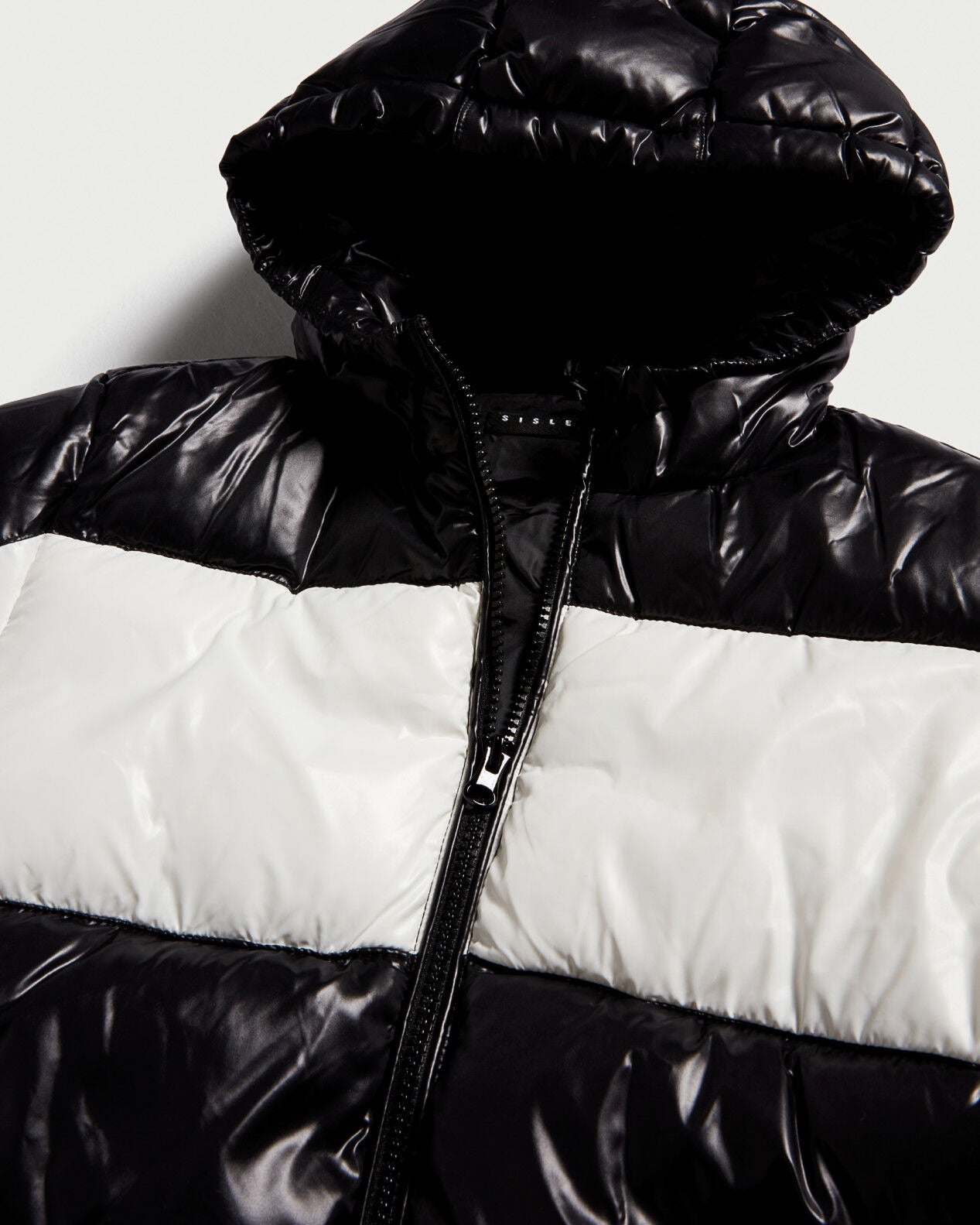 Black Padded Jacket With Sisley Print Sisley