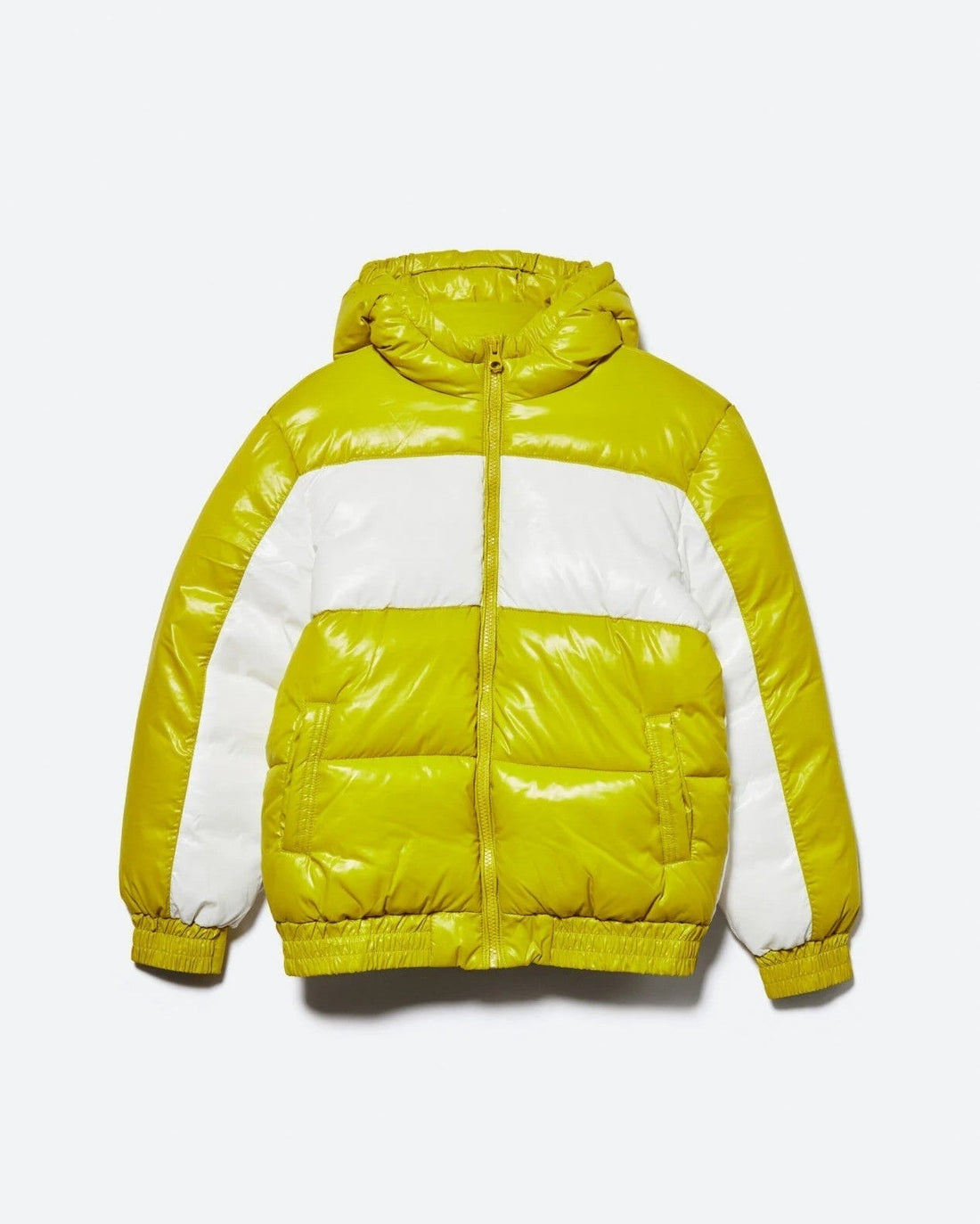 Yellow Padded Jacket With Sisley Print Sisley