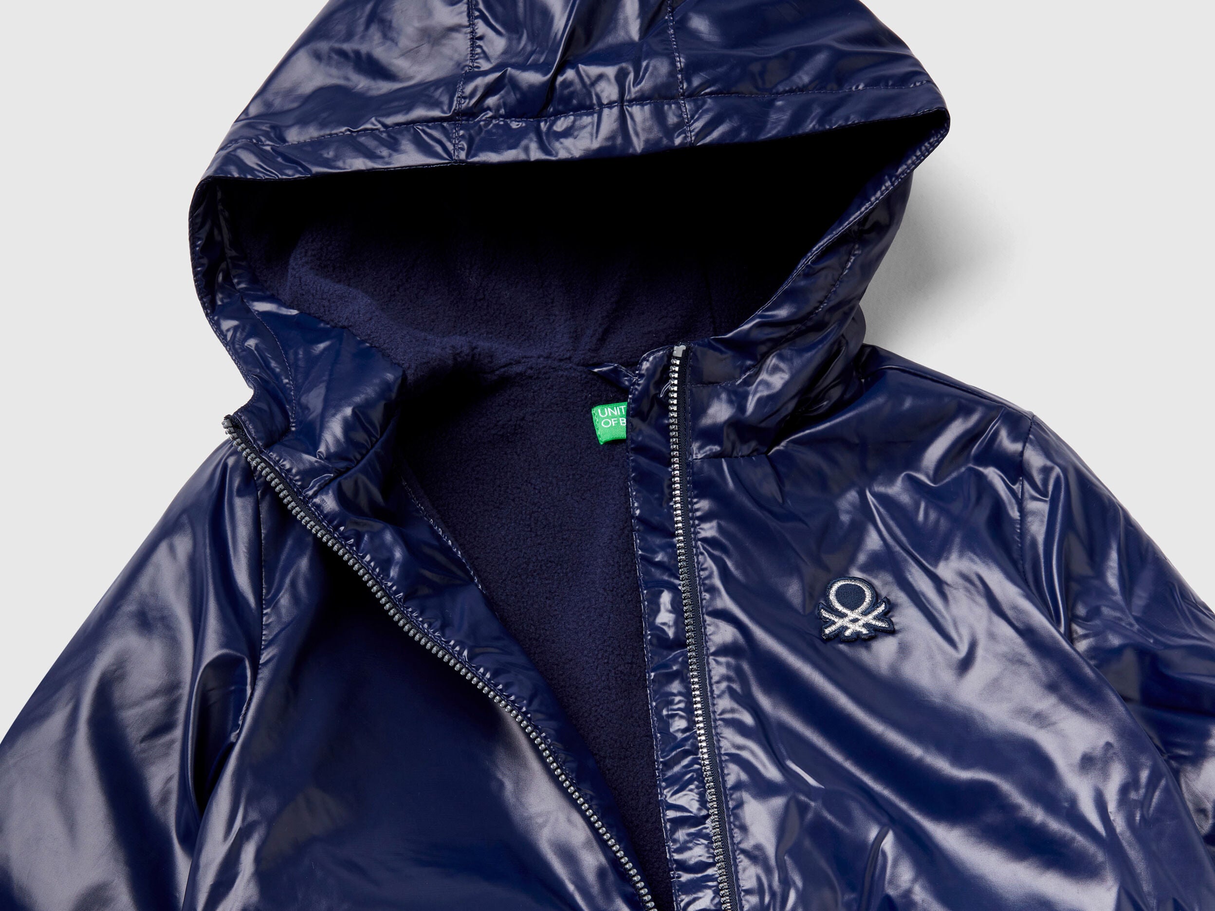 Glossy Jacket With Zip And Hood
