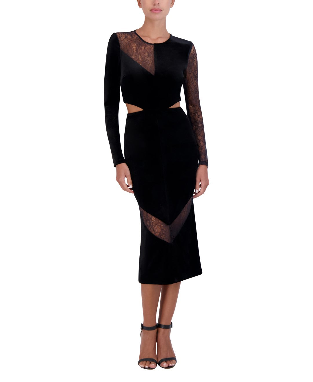 Black Long Sleeve Midi Cocktail Dress