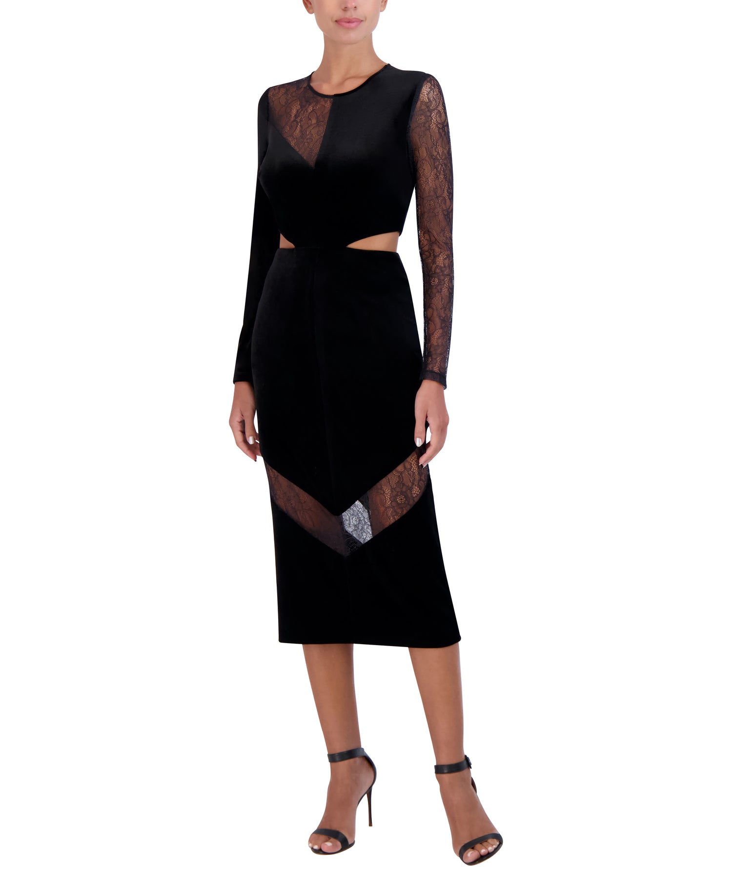 Black Long Sleeve Midi Cocktail Dress