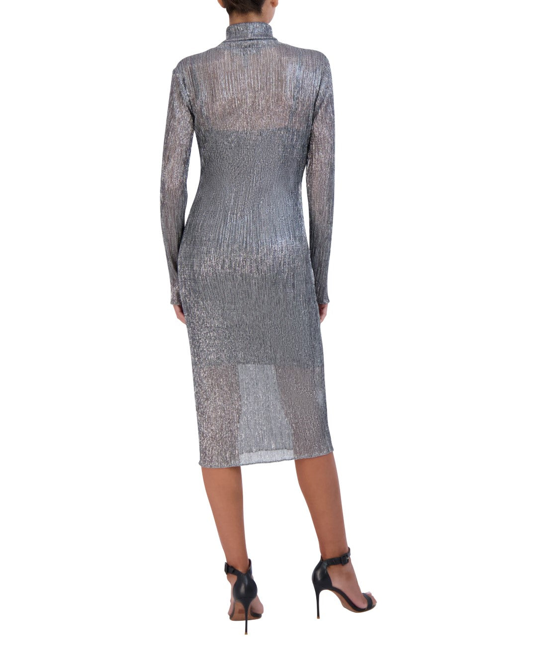 Gunmetal Silver Sheer Midi Dress