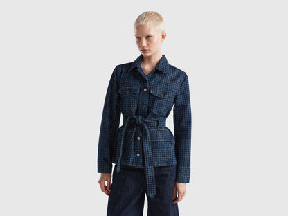 Houndstooth Denim Jacket With Belt_2YO7DN02X_905_01