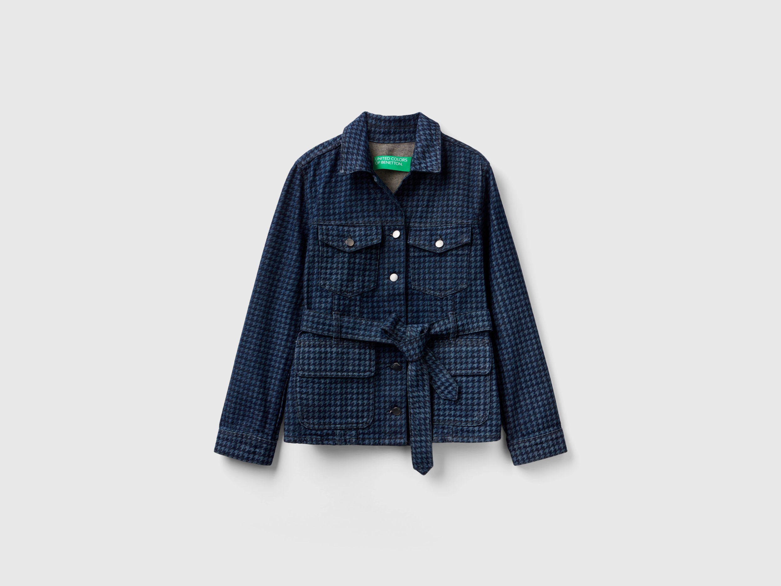 Houndstooth Denim Jacket With Belt_2YO7DN02X_905_04