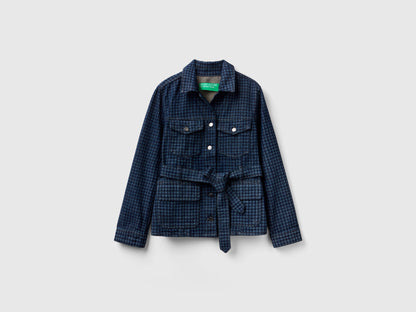 Houndstooth Denim Jacket With Belt_2YO7DN02X_905_04