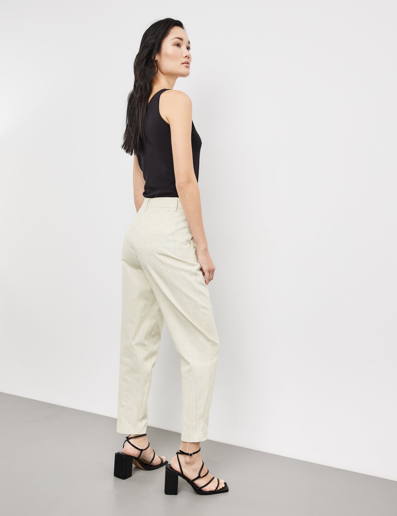 3/4-Length Trousers With Stripes, Slim Fit