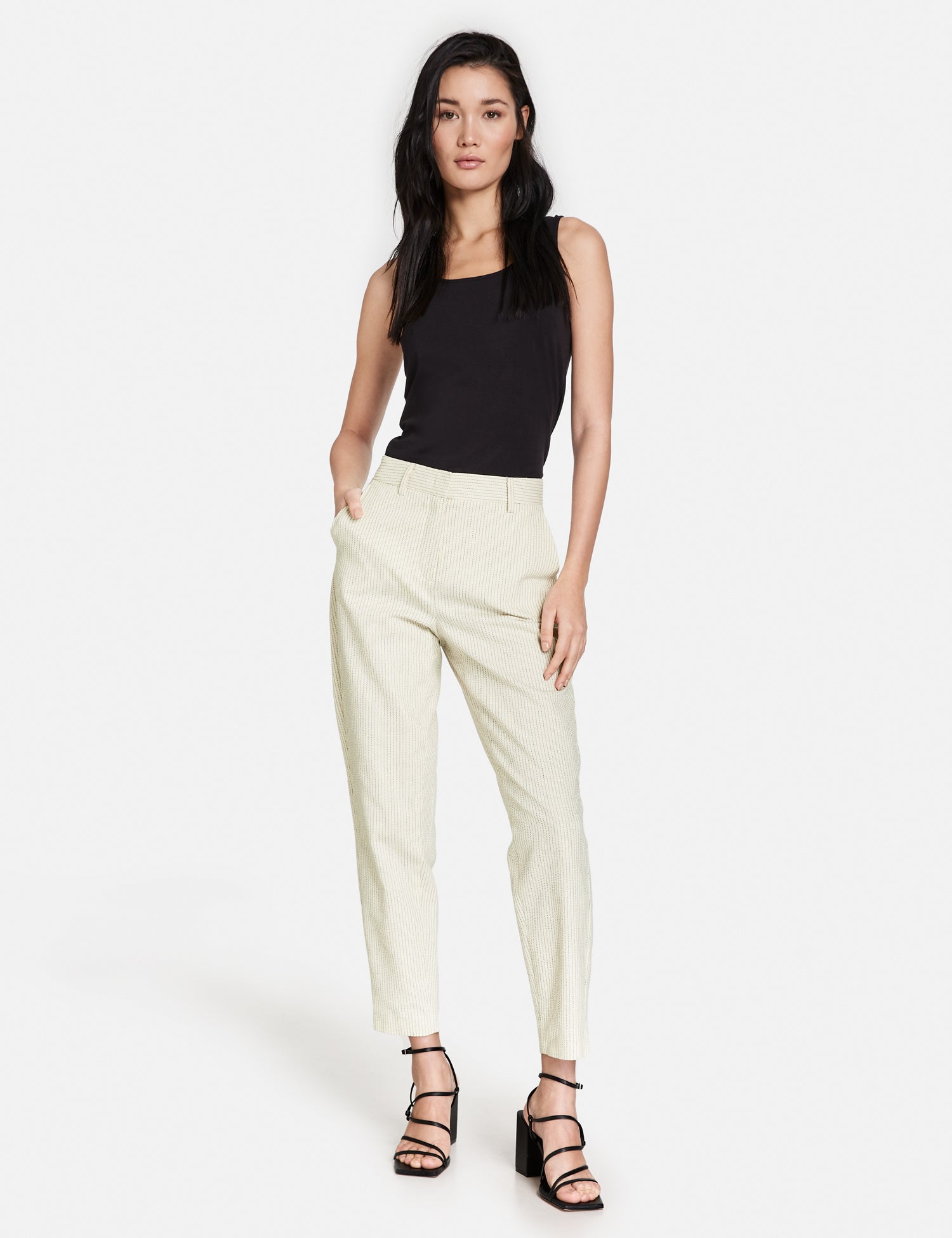 3/4-Length Trousers With Stripes, Slim Fit