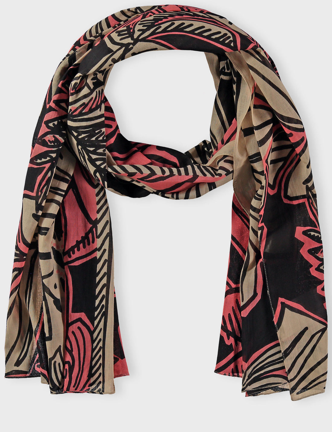 Floral Patterned Cotton Scarf_301000-72004_9018_02