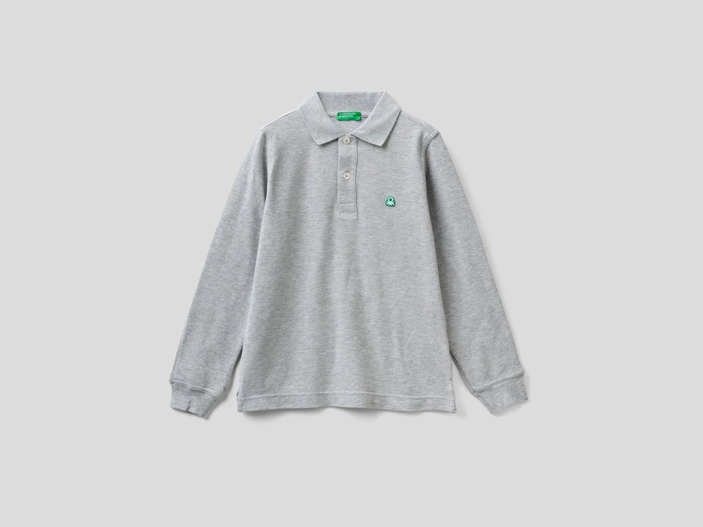 Light Grey 100% Organic Cotton Long Sleeve Polo - BEVAVA