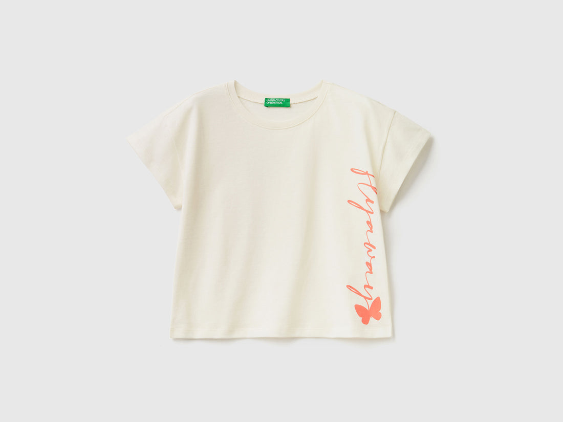 Cropped T-Shirt In Pure Cotton