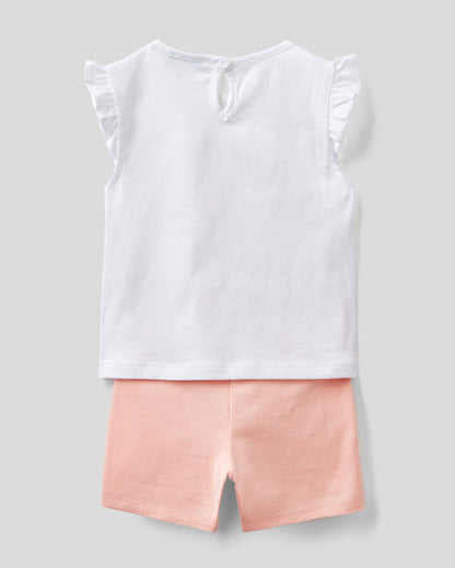 White Set T-Shirt+shorts