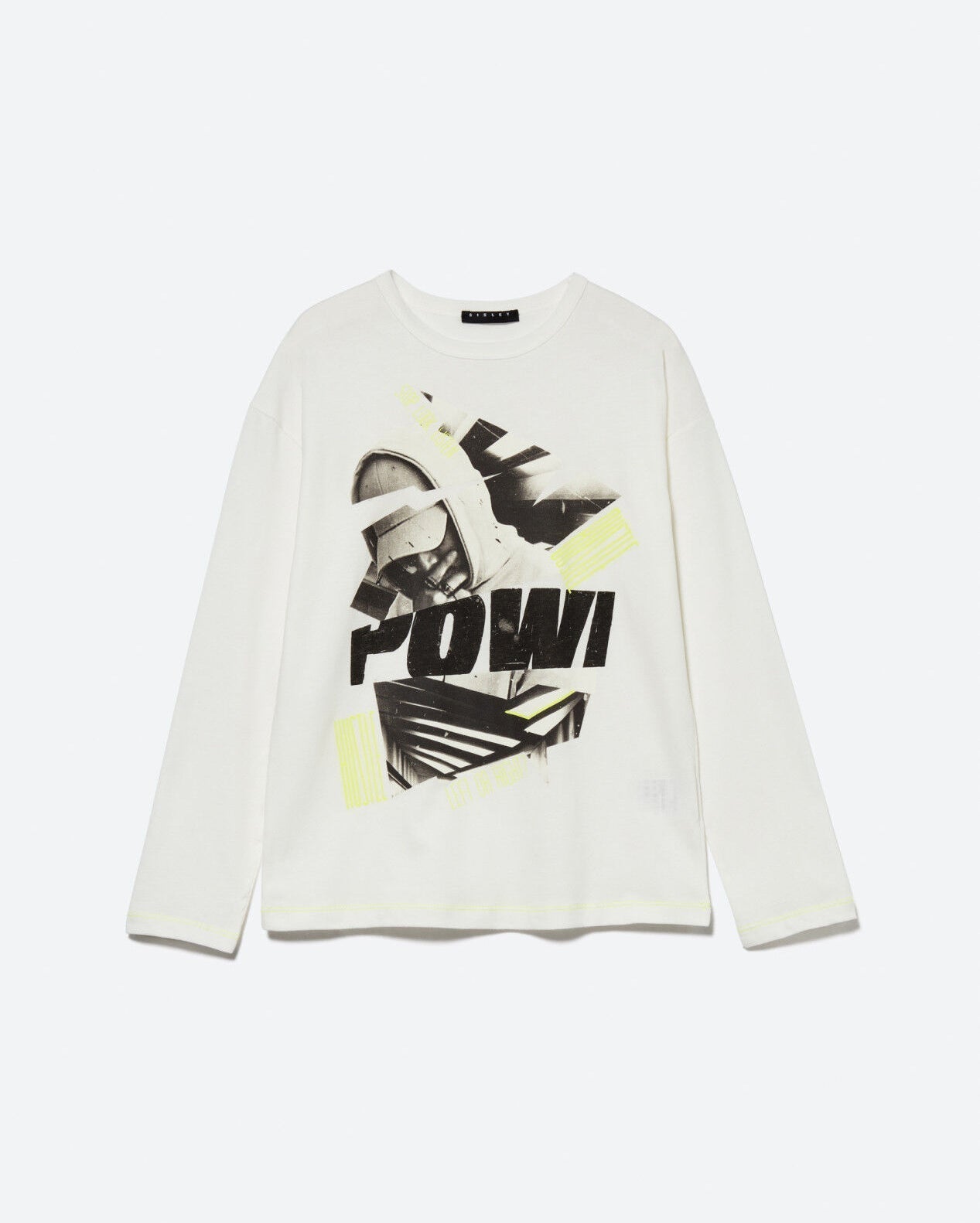 White T-Shirt With Maxi Print Sisley