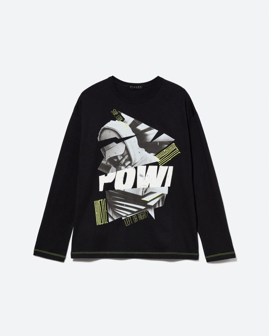 Black T-Shirt With Maxi Print Sisley