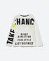 White T-Shirt With Neon Details Sisley