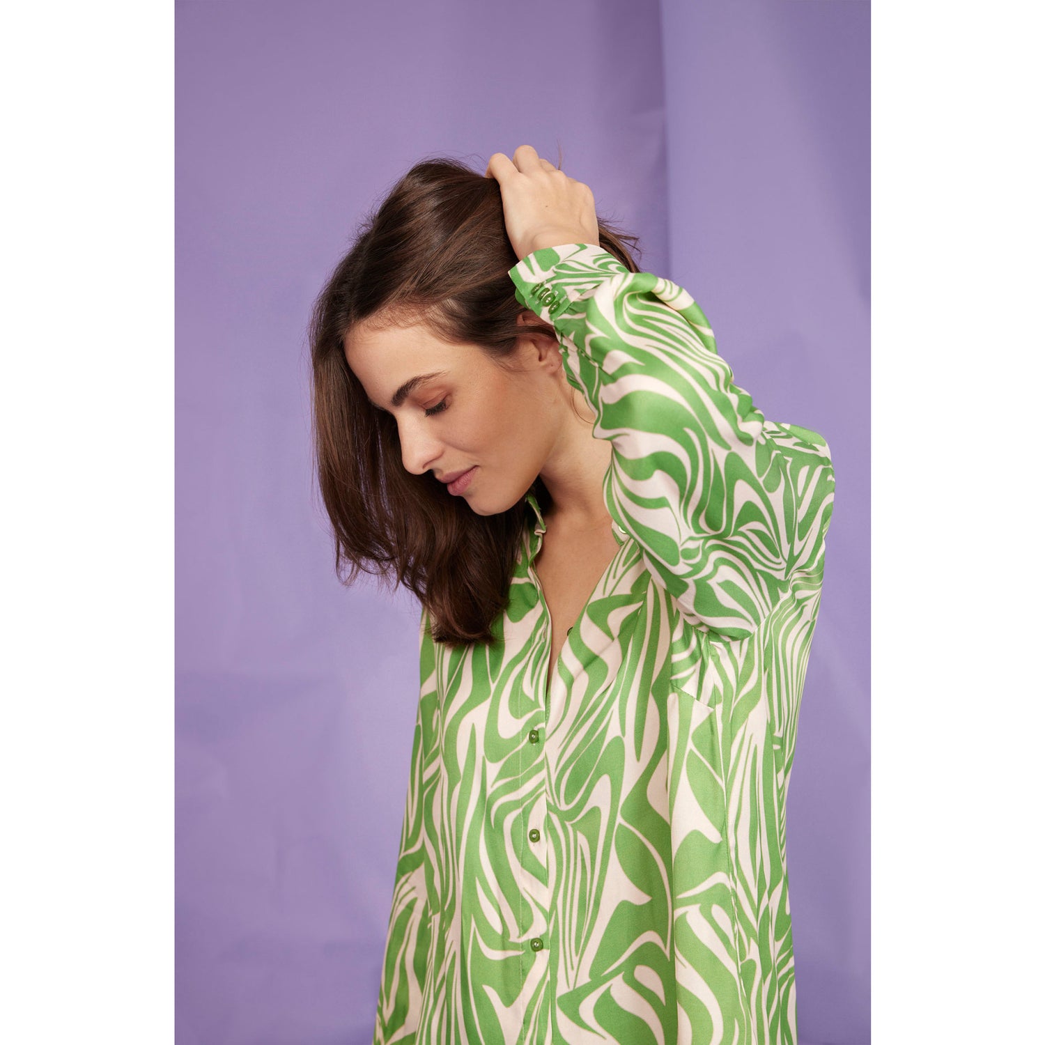 Green/Sand Satin Blouse