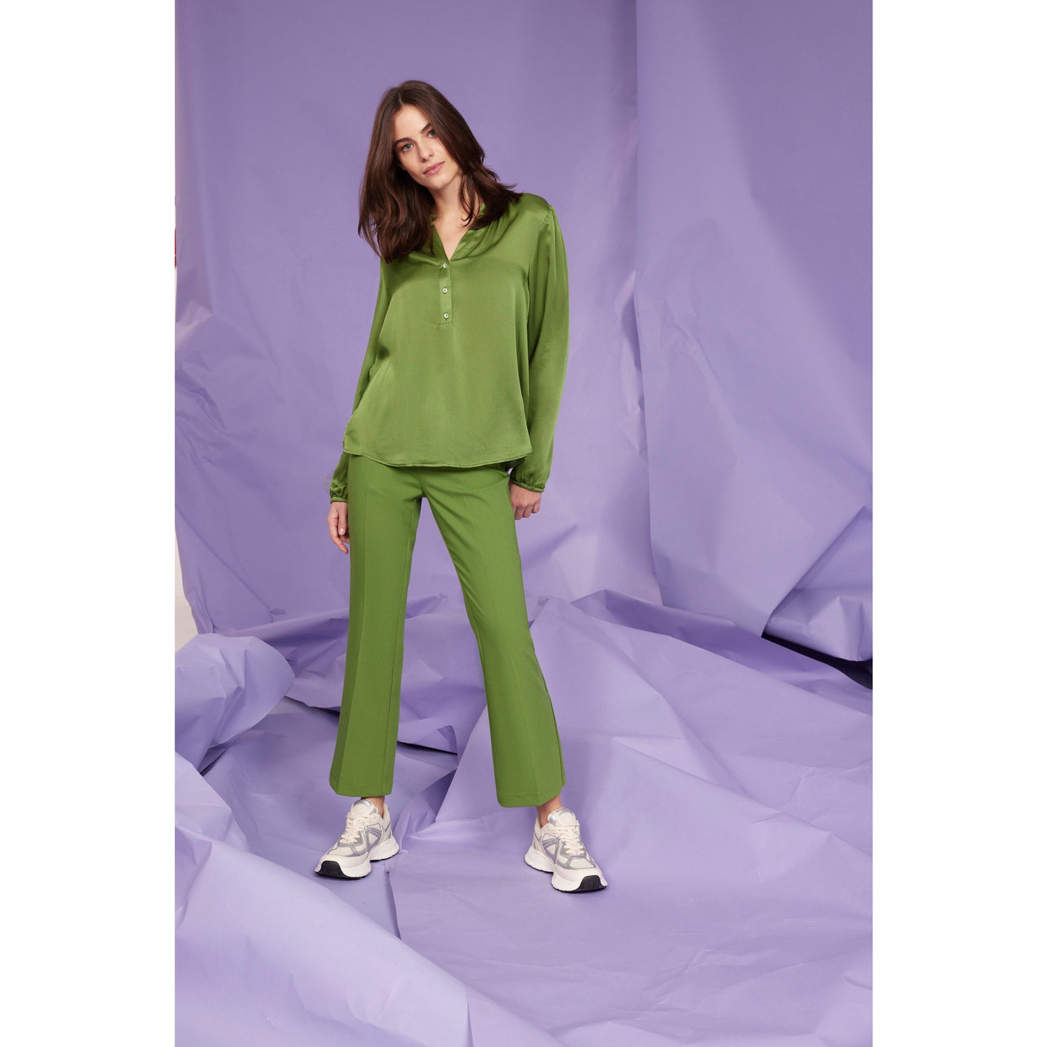 Thyme Green Satin Blouse