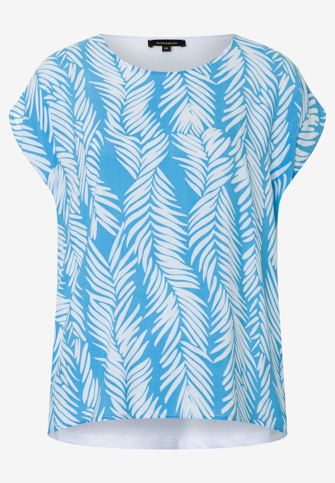 Multi-Color Blue Palm Leaf Print Blouse_01