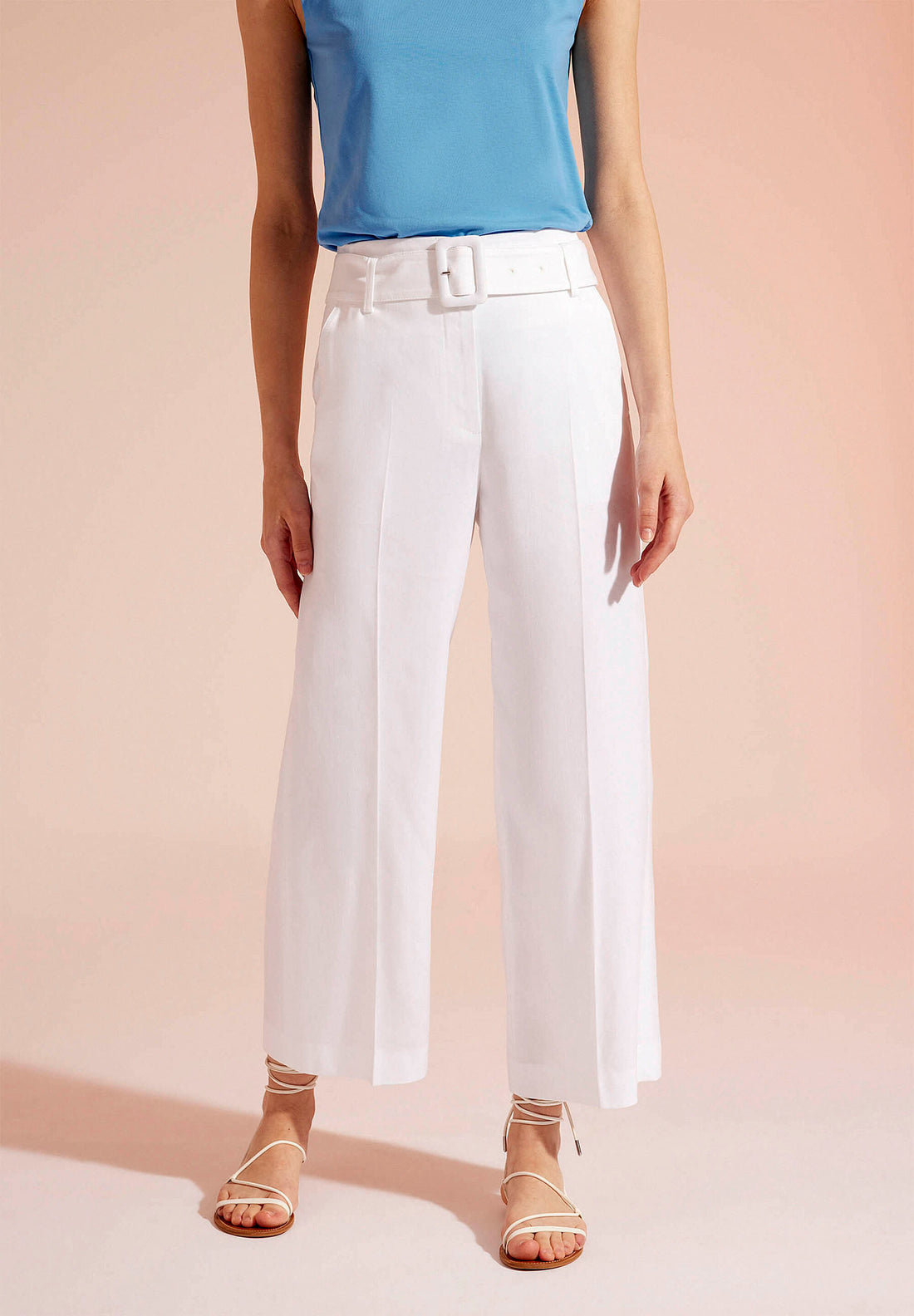 White Cropped Culotte Style Trousers_01