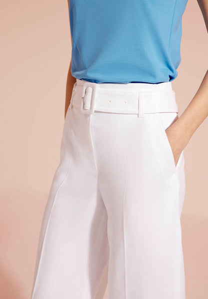White Cropped Culotte Style Trousers_02